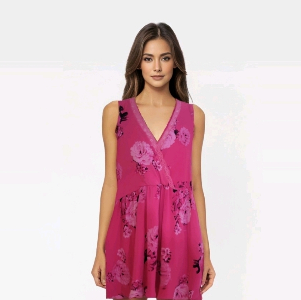 Torrid Pink Floral Studio Babydoll Blouse Women Plus SZ 0